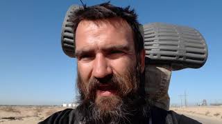 Walking Back To Slab City From Niland. Dropped My Solar Panel. Backtracking.