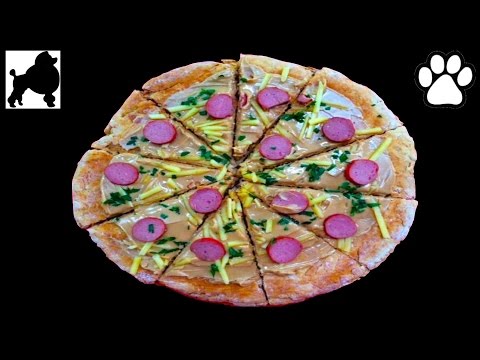 How to make GIANT PEANUT BUTTER COOKIE PIZZA DOG TREAT - DIY Dog Food by Cooking For Dogs