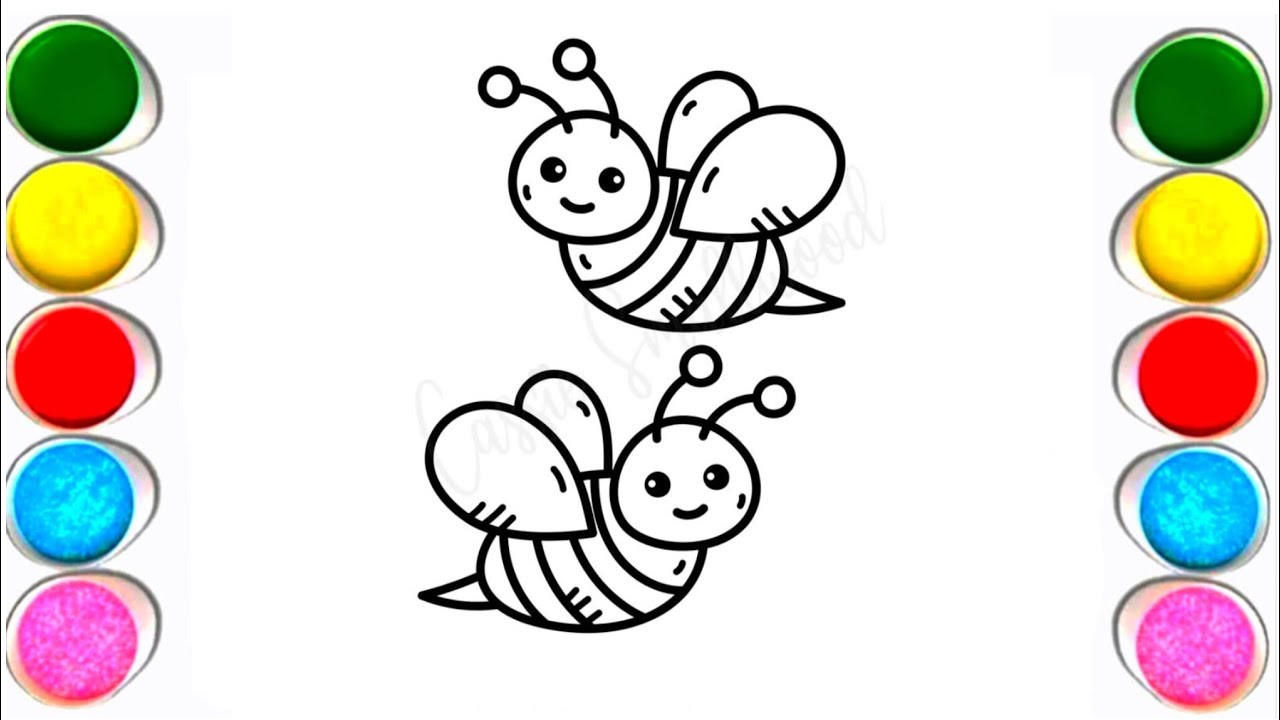 Bee Drawing Easy | How to draw a bee | Honey Bee 🐝 drawing colour | Drawing