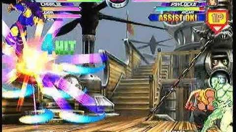 MvC2: Charlie/Iceman (proj) 45% combo (Sonic Break to Moonsault to relaunch)