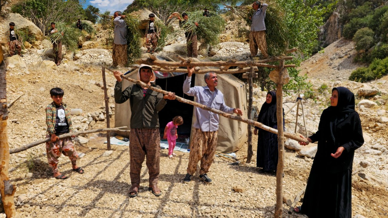 Nomadic Life: How Nomads Build Shelters 🪵| Nomadic Life in the Zagros Foothills⛰️