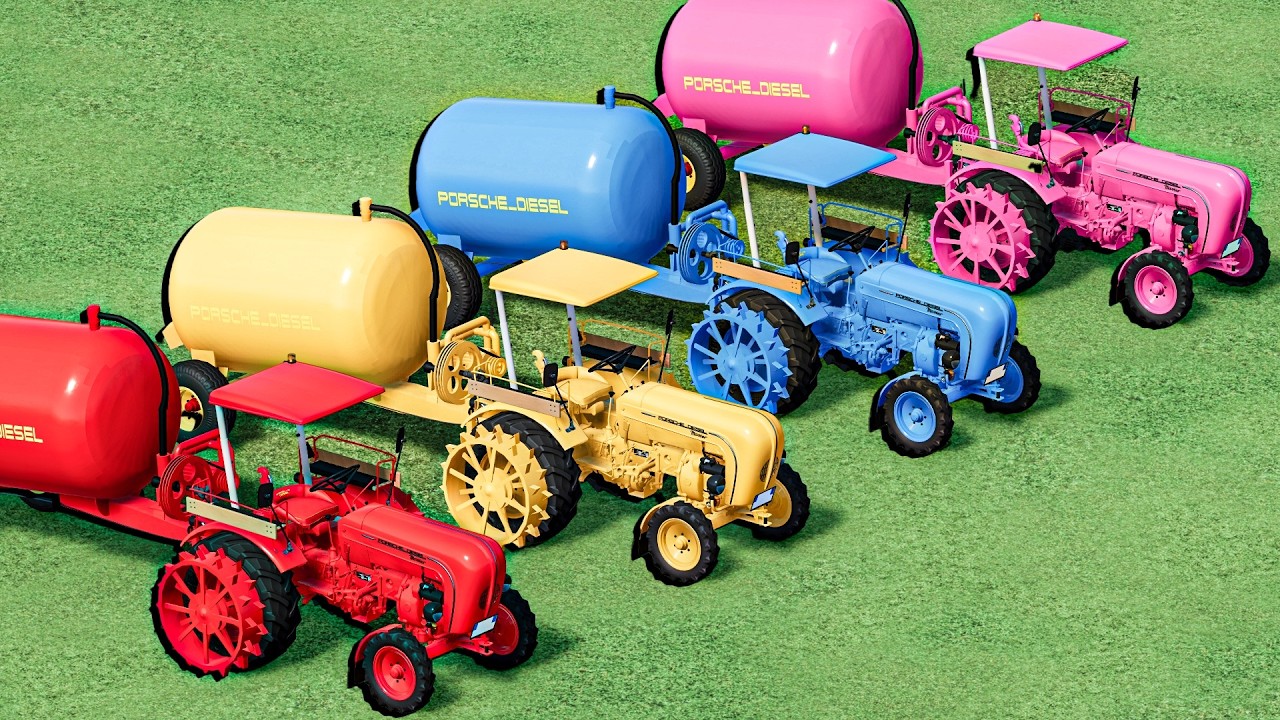 MINI TRACTORS OF COLORS TRANSPORTING & SPREADING SLURRY & COLORED TANKERS ! FS22
