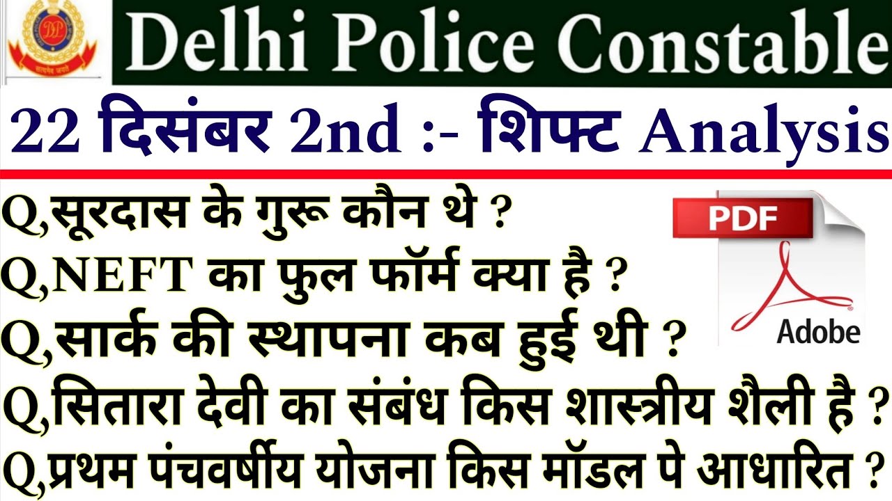 Delhi Police Constable Analysis 22 December 2nd Shift 2025 | Delhi Police Constable Analysis Today 
