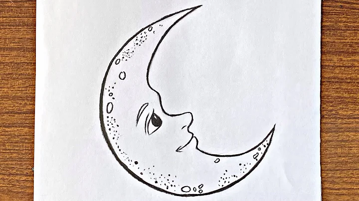 How to draw a crescent moon with a face easy for beginners // Moon drawing tutorial step by step