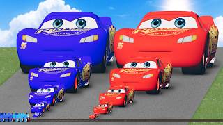 Big & Small Colors Lightning McQueen Super Cars vs Thomas Trains | Test Car | BeamNG.drive