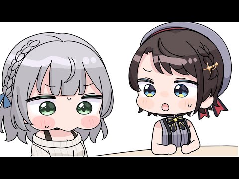 手描き 推しのスバルを目の前にし 何も喋れなくなるノエル 白銀ノエル 大空スバル ホロライブ切り抜き 切り抜き漫画 