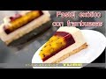 Pastel con frutas exóticas, mousse de coco y frambuesas.