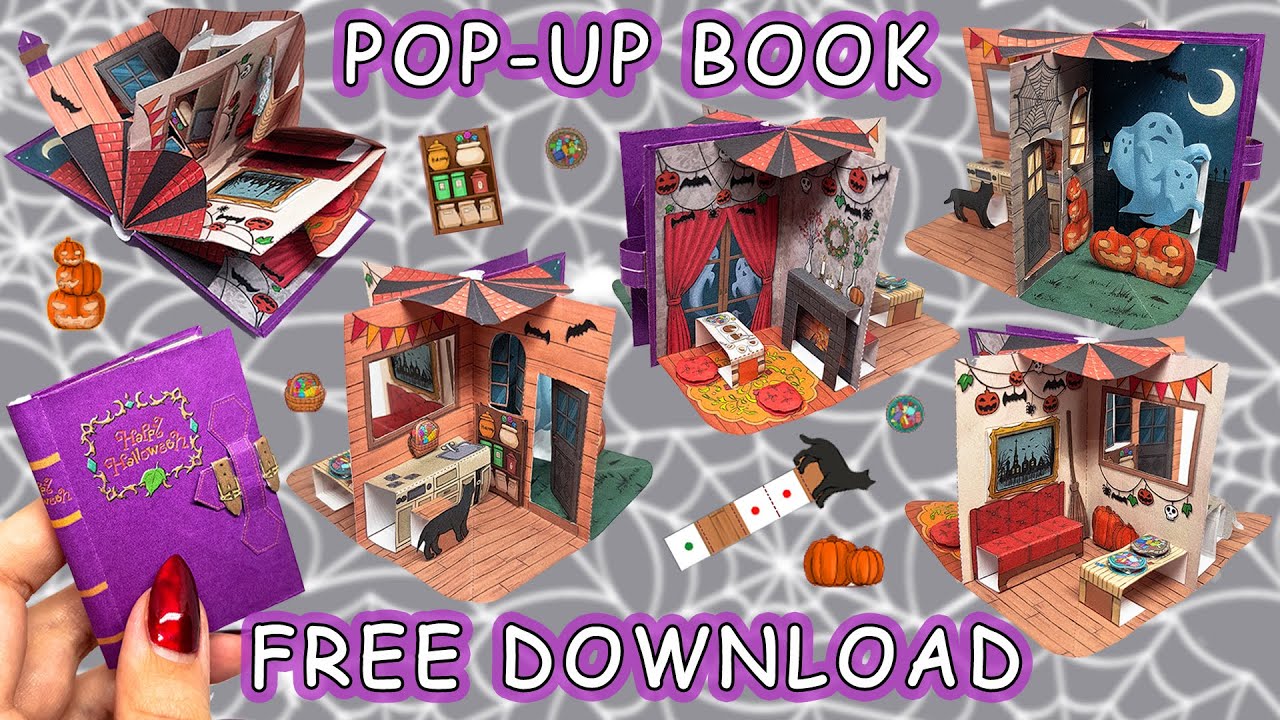 Miniature Pop-up book Halloween house Canon Creative park DIY tutorial ...