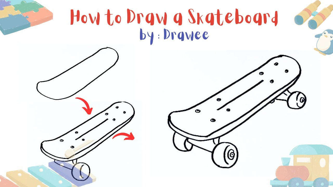How to draw a Skateboard YouTube