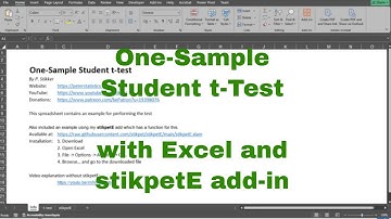 Excel - One-Sample Student t Test with stikpetE