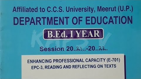 Reading and Reflecting on Text file || EPC - 3 || B.ed 1st year file || CCSU