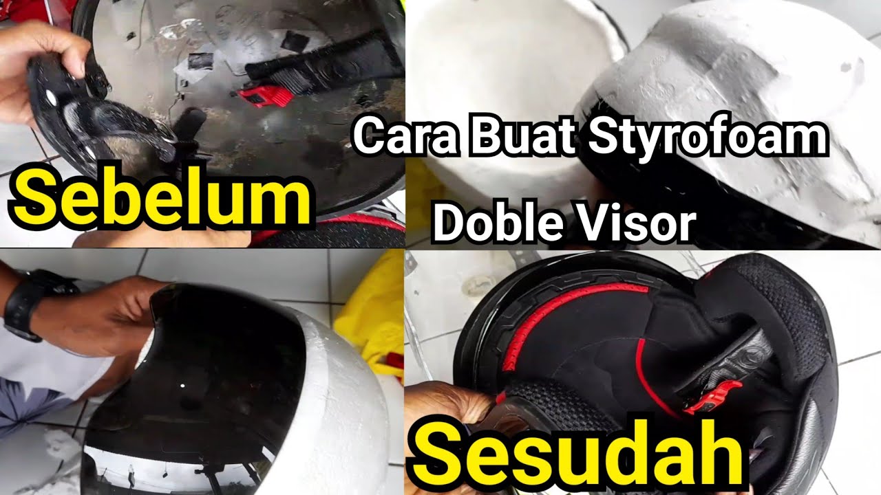 Tutorial Cara Buat Styrofoam Helm Doble Visor ( Rusak Di Makan Rayap/Hilang)