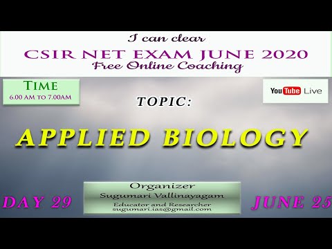 Day 29 | Unit 12- Applied Biology | I CAN CLEAR CSIR NET EXAM | June 2020