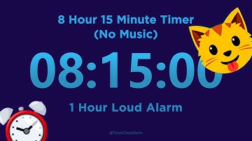 8 Hour 15 minute Timer Countdown (No Music) + 1 Hour Loud Alarm