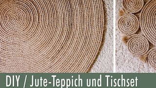 Jute Teppich DIY und Tischset + Wie berechnet man die Länge eines Seils für  einen Teppich /Spirale 