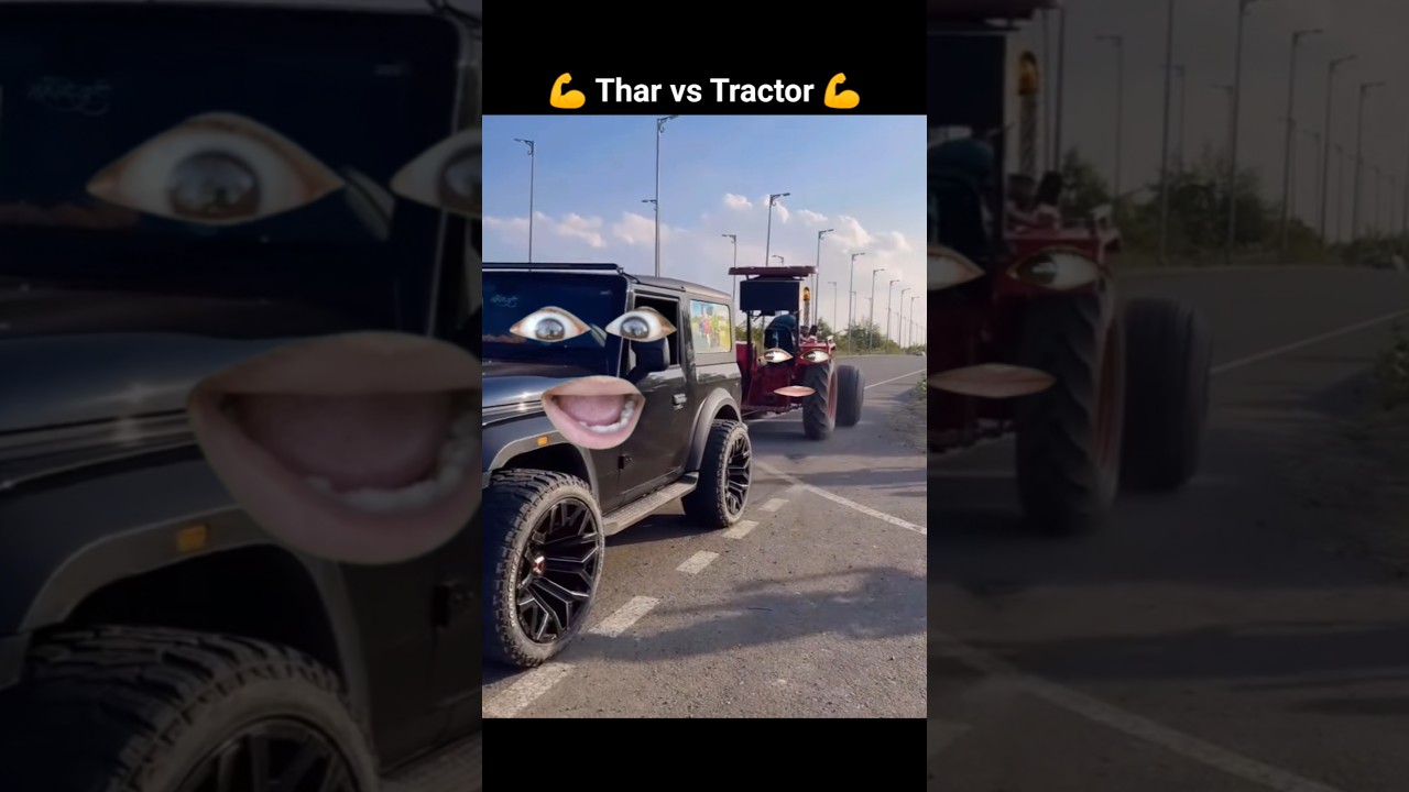 Thar vs Tractor 💪 #thar #viral #tharlover #tharvstractor #trending #tractorstunt #shorts #touchan