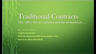 Alvernia University - MBA-610 - Traditional Contracts Presentation