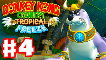 Donkey Kong Country: Tropical Freeze - Gameplay Walkthrough Part 4 - World 1: Boss Fight! 100%