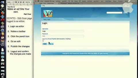 Your Own eZ Publish Site - Part 4 Edit Front Page from Editor Login