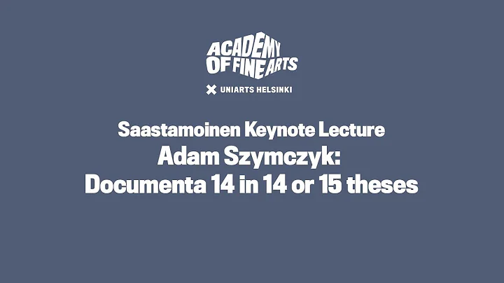 Saastamoinen Keynote Lecture: Adam Szymczyk