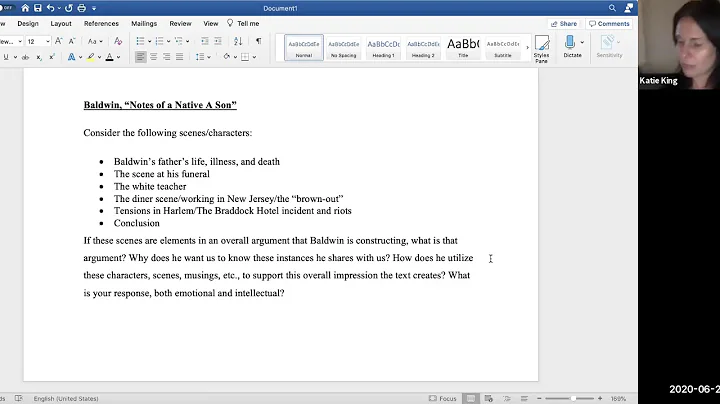 WebTeach: ENGL 103, Notes of a Native son