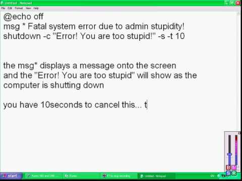 Shutdown your computer using notepad