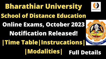 SDE-Bharathiar University|Online Exams(OL Program), Oct. 2023| Notification & TimeTable Released|New