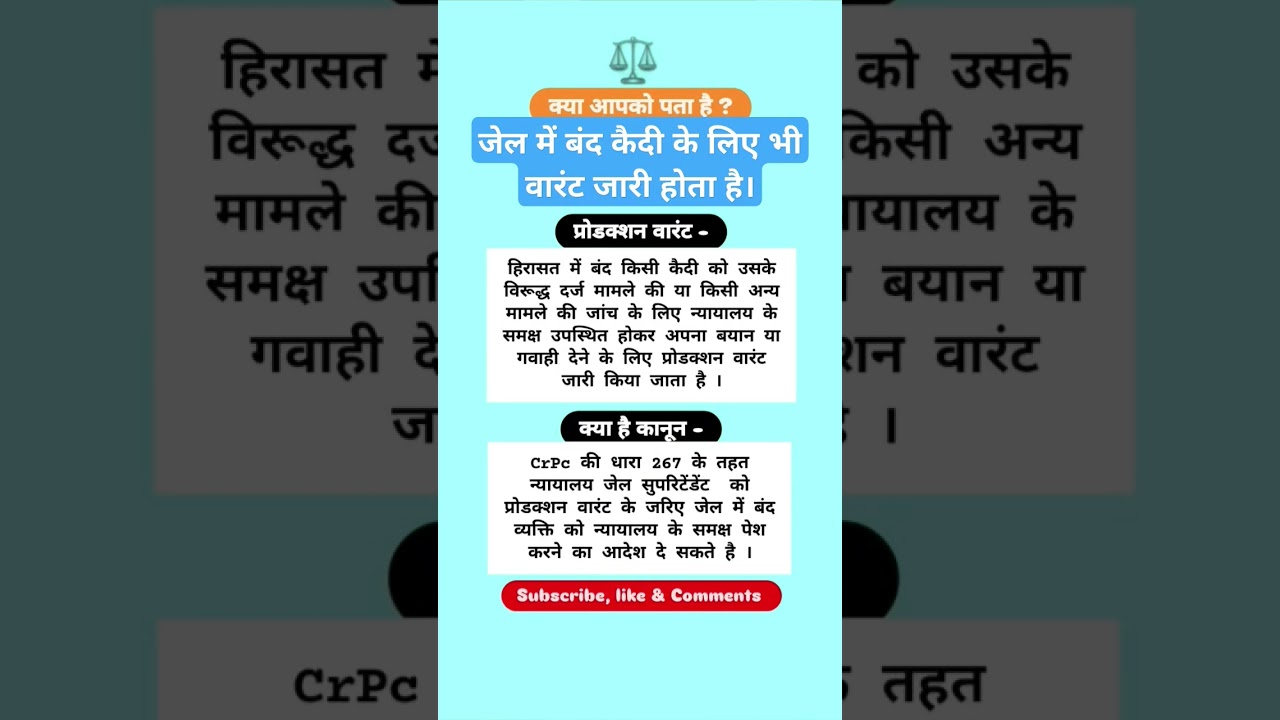 प्रोडक्शन वारंट || Power to require attendance of prisoners || CrPc Section 267 | 