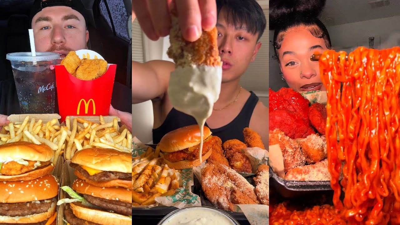TIKTOK Mukbang Compilation | McDonald’s, Wingstop, Buldak, Chipotle, In-N-Out & More!