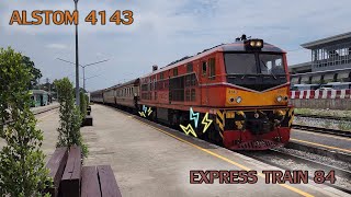 alstom 4143 ทำรถด่วน 84 เร่งเครื่องดังสนั่นเข้าชุมทางบางซื่อ (4K:60)
