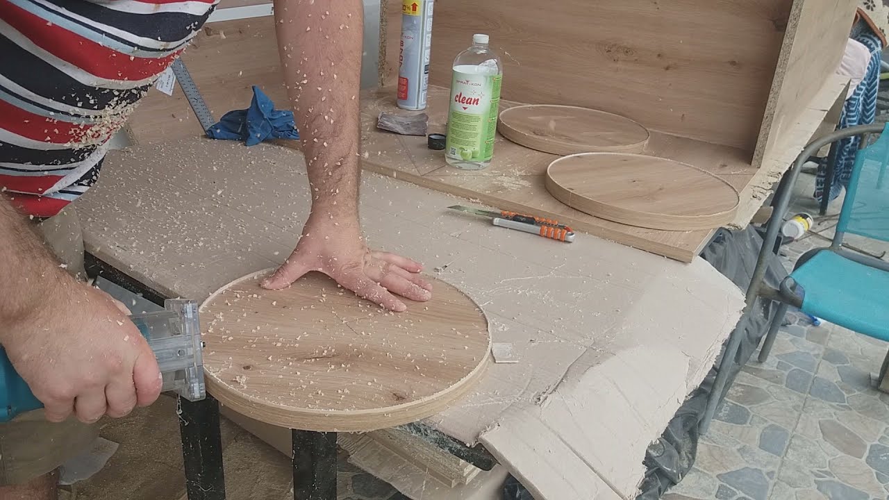 Aplicare margine cant abs 2 mm la pal, pe rotund