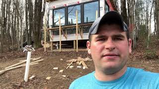 Installing Giant Huge Glass Windows on Cabin in the Woods! Cabin Build Ep. 20