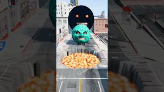 Small to Giant Monster Mooncars vs Giant Lava Pit - BeamNG drive #137
