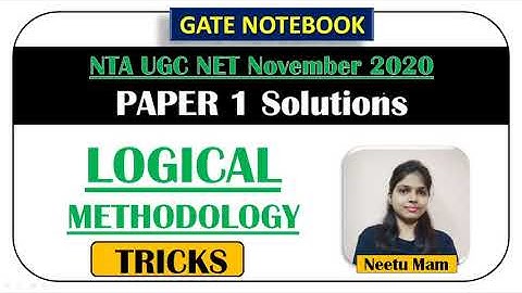 Logical Reasoning with TRICKs - NTA UGC NET November 2020 PAPER 1 Solutions