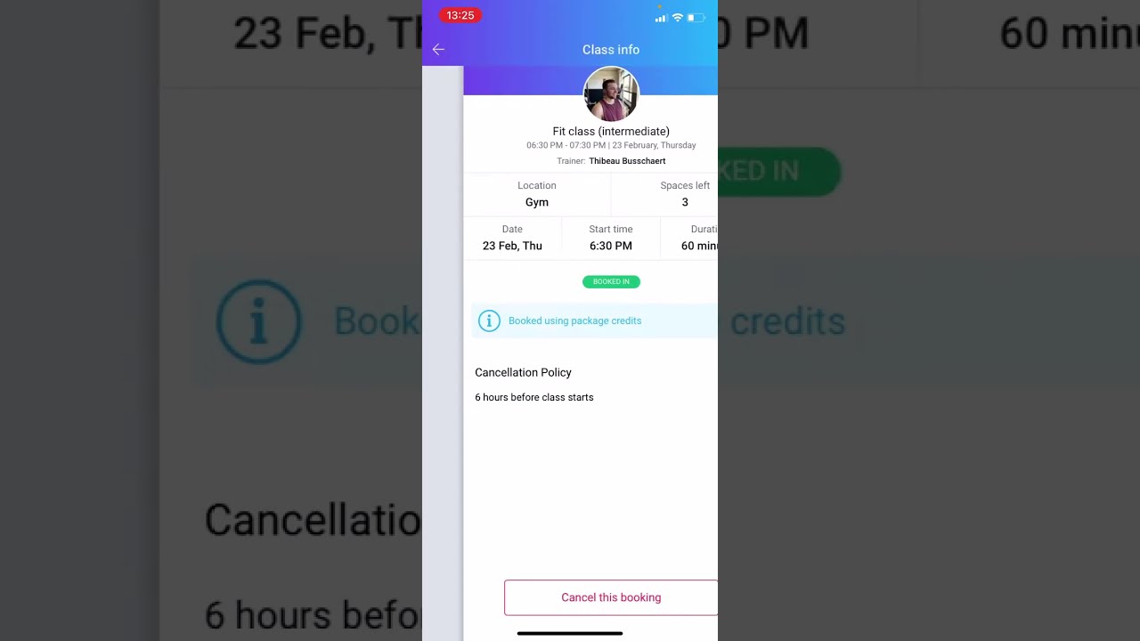 Using a group classes package/membership in PT Minder
