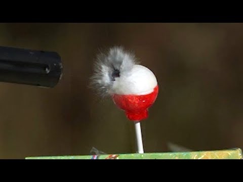 Pellets Hitting Candy in Ultra Slow Motion