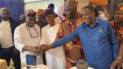 MOMENT K1 DE ULTIMATE & RASHEED AYINDE MERENGE STEP OUT IN STYLE TO CUT MERENGE'S 60TH BIRTHDAY CAKE