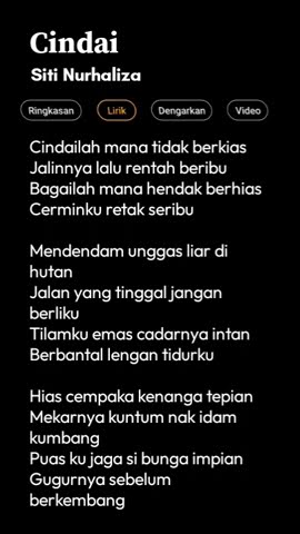 Cindailah mana tidak berkias Jalinnya lalu rentah beribu #trending #cindai #sitinurhaliza #lirik