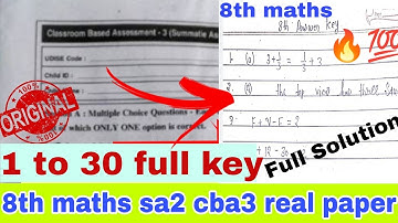 💯Answer key🔑8th maths sa2 cba3 question paper 2023🔥💯ap class 8th maths cba3 sa2  full answers