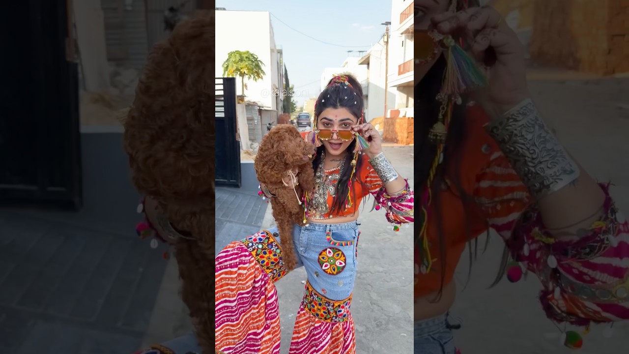 Cash ने दाडीया बनाना सिखाया 🥳🐶 #shorts #navratri #garba #youtubeshorts