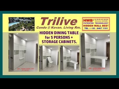 Hidden Dining Table For 5 Person Trilive Condo Livingrm Storage