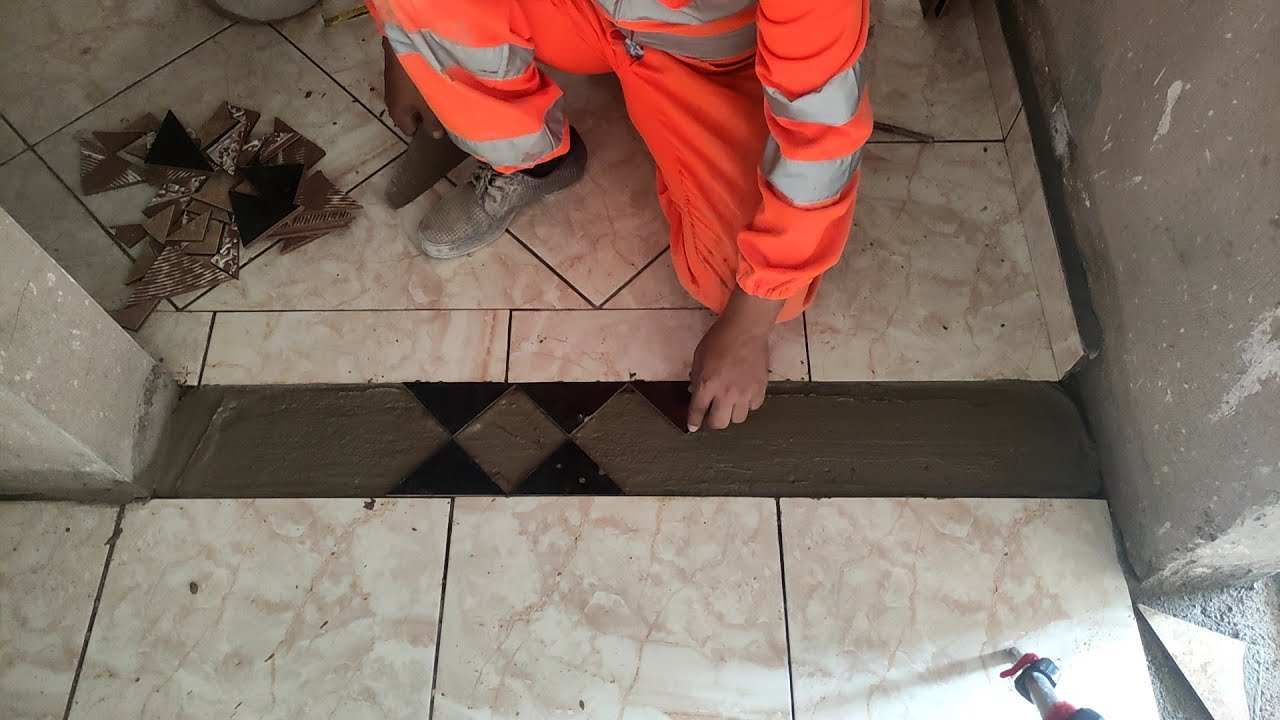 ديكور السيراميك رائع لعتبة الباب سهل جدا للمبتدئين