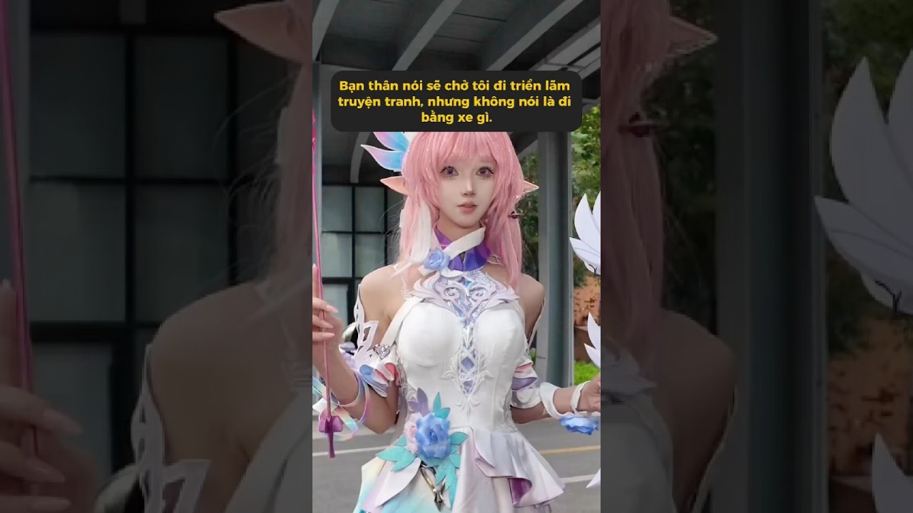 Bạn thân nói đến đón tôi đi lễ hội cosplay nhưng không nói là đi bằng xe gì #meowcosplay #shorts