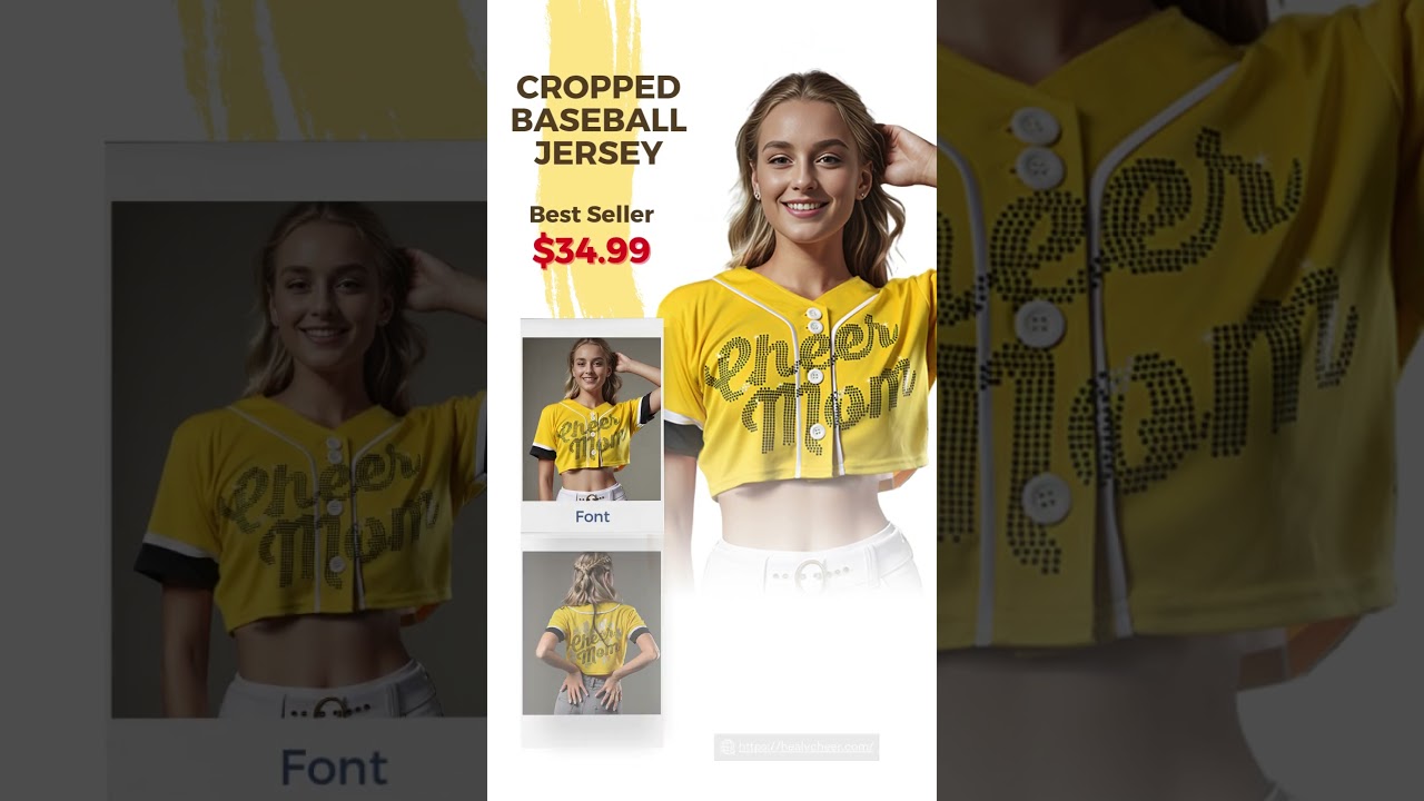 🎀 HEALY Cropped Baseball Jersey – Perfect for Cheer Practice! 💖 