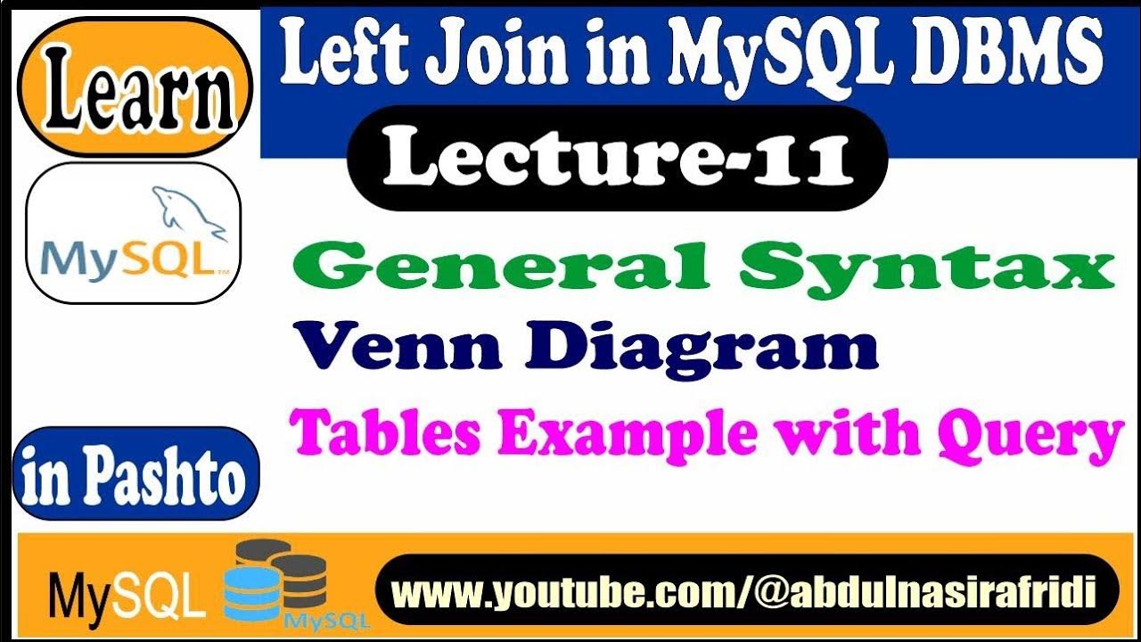 Lecture-11 | Left Join |Venn Diagram | Graphical Representations and
