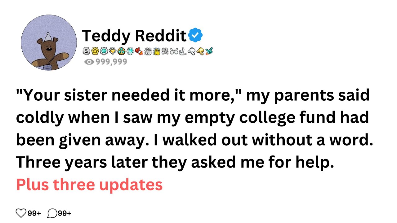 «Твоей сестре это было нужнее», — холодно сказали мои родители, когда я увидел, что мои пустые де...