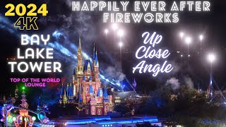 4K Happily Ever After Fireworks  Up Close View of Cinderella Castle From Bay Lake Tower  4/16/24