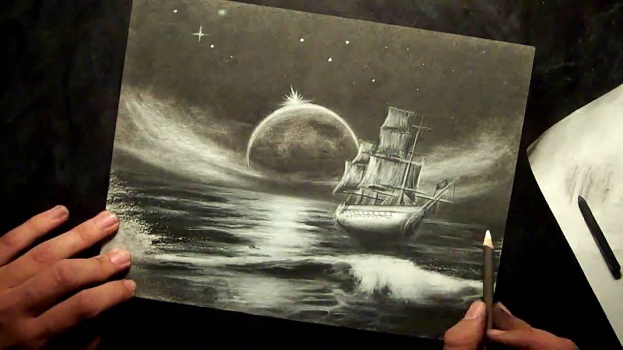 Charcoal Ghost Ship Speed Drawing - YouTube