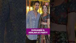 Sussanne Khan & Arslan Goni Attend Ekta Kapoors Diwali Party, Sussanne In Multicolor Lehenga