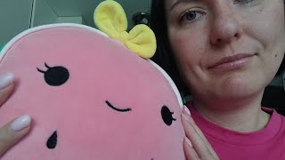 ASMR- Personal attention to a Squishmallows melon 🍉 fabric sounds and tracing